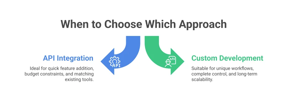 when to choose API Integration vs Custom Development